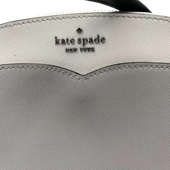 Kate Spade Payton Dome Saffiano Leather Crossbody Bag Gray White - Picture 2 of 8